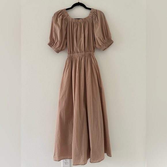 Petal & Pup Dresses & Skirts - NWT Petal & pup Ollie  beige midi-length puff sleeves open back dress new
